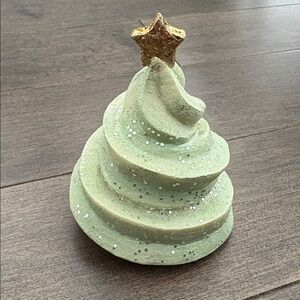 Mint Green Frosted Christmas Holiday Sparkle Ornament, Swirl Tree Decor Ceramic